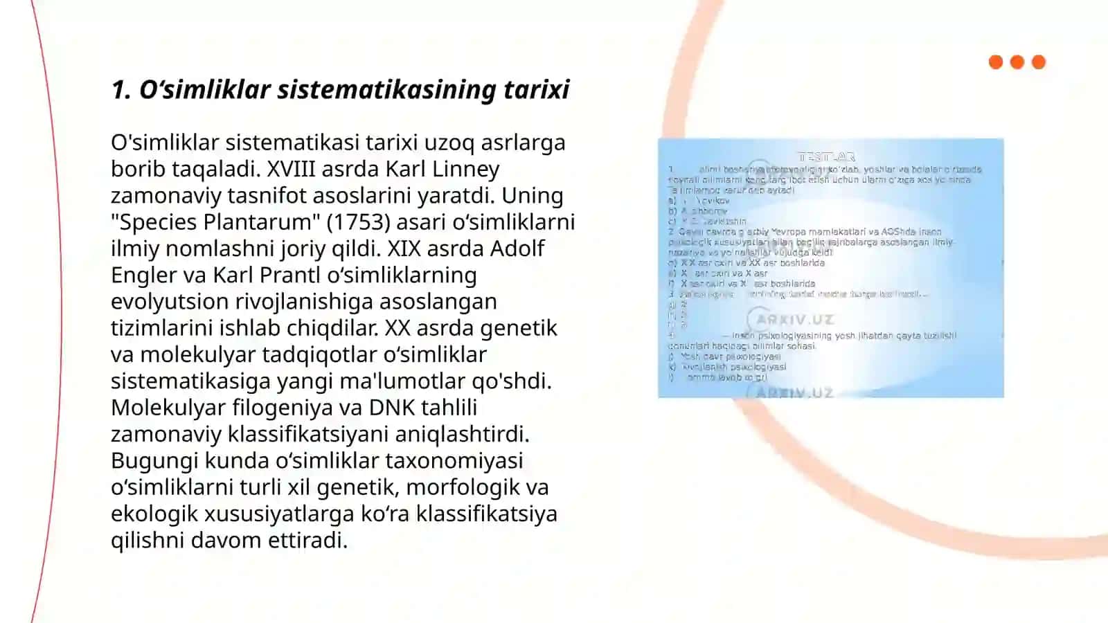 O‘simliklar sistematikasining shakllanish va rivojlanish tarixi 3