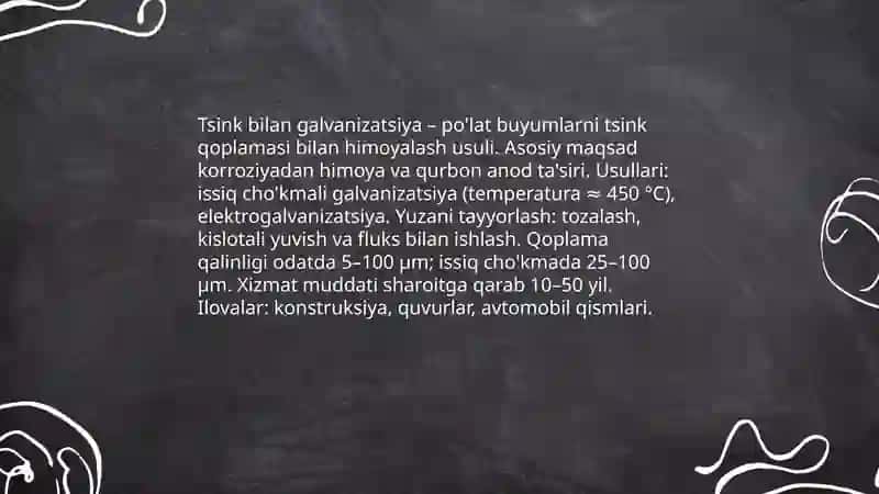 Tsink bilan galvanizatsiya 3