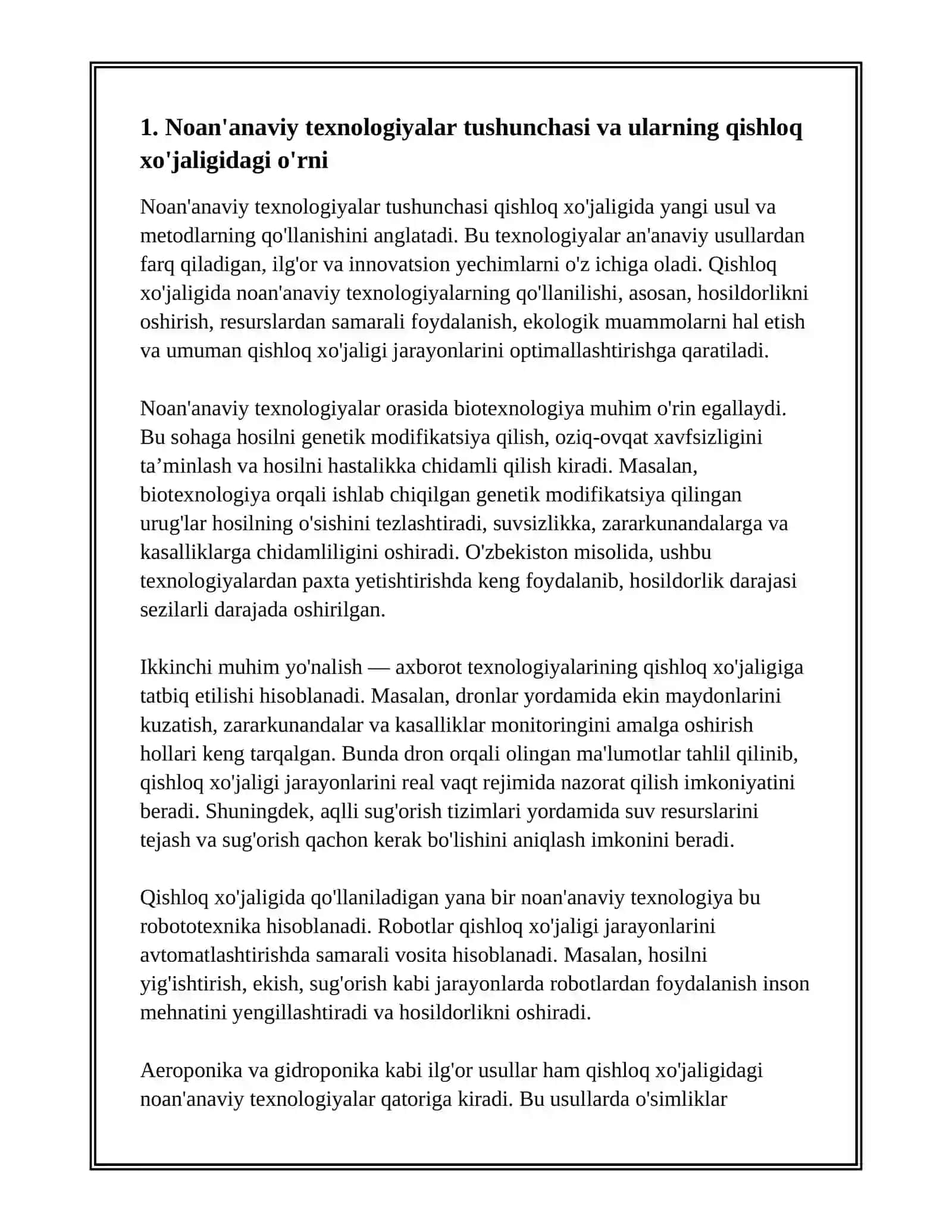 NOANA’NAVIY TEXNOLOGIYALARI TUSHUNCHASI VA ULARNING QISHLOQ XO'JALIGIDAGI O'RNI 3