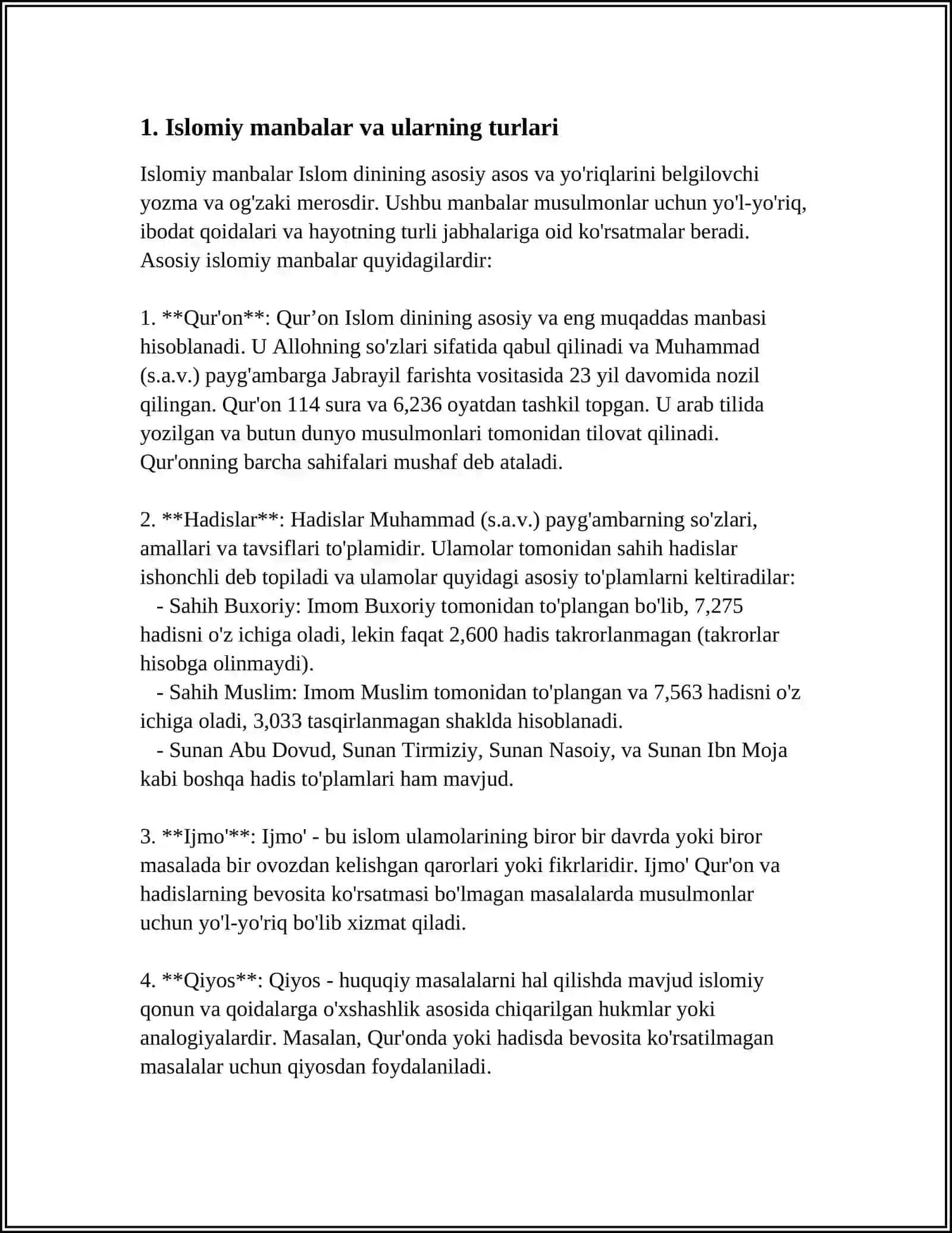 ISLOM DINI MANBALARI, AQIDAVIY MAKTABLARI VA ULARNING HOZIRGI DAVRDAGI AHAMIYATI 3