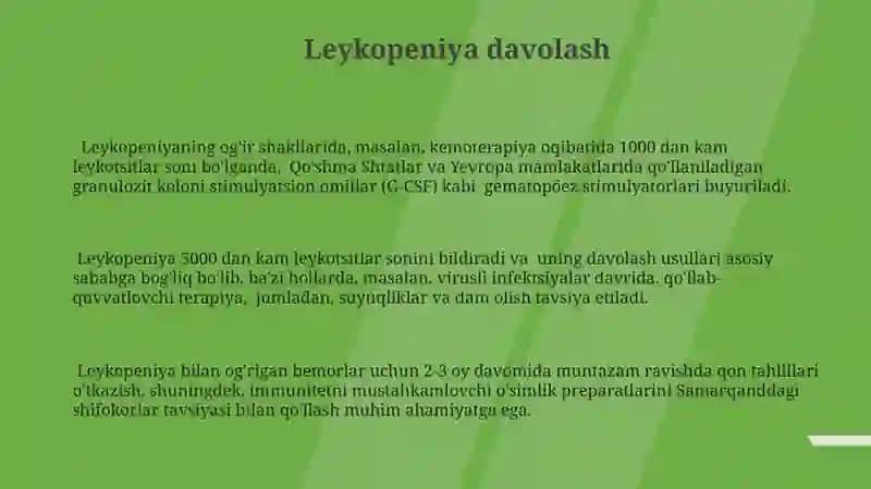 Leykositoz va leykopeniya jarayonlari 3