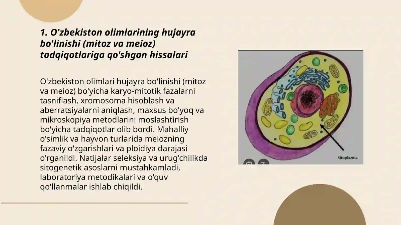 Sitologiya faniga O'zbekiston olimlarining qo'shgan hissalari 3