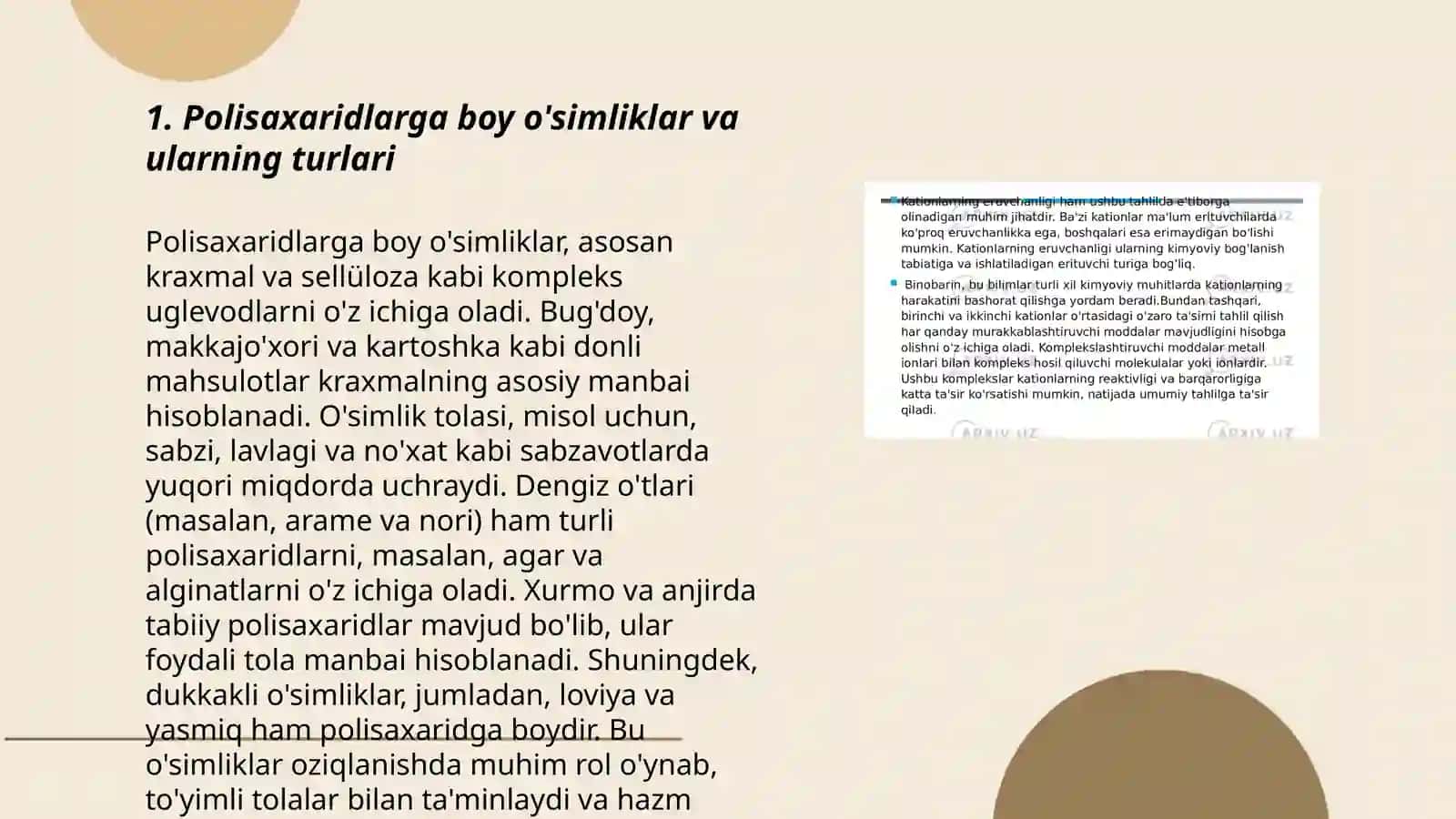 Polisaxaridlar,vitamin,terpenoit,lipitlar saqlovchi ósimliklar va ularning ónimining analizi 3