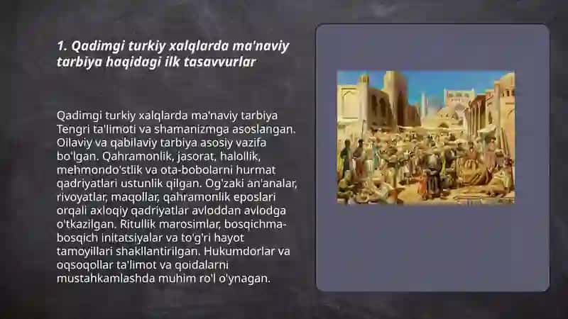 Manaviy tarbiya to'g'risidagi ilk tasavvurlar qarashlar va Ta'limotlar 3