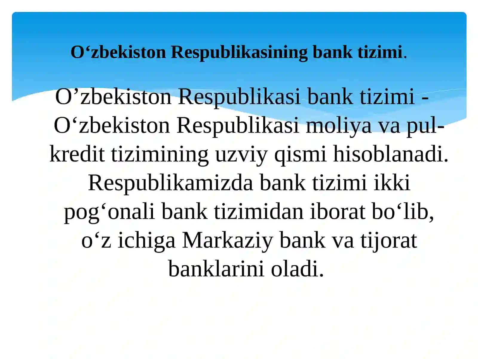 «Banklarda buhgalteriya hisobi» FANIDAN TAQDIMOTI 3