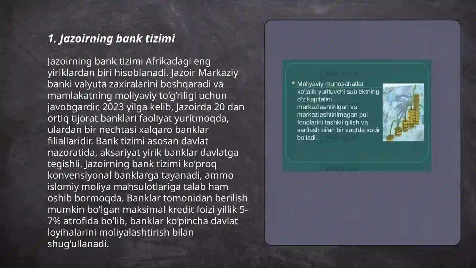 Jazoirning iqtisodiyoti pul kredit tizimi 3