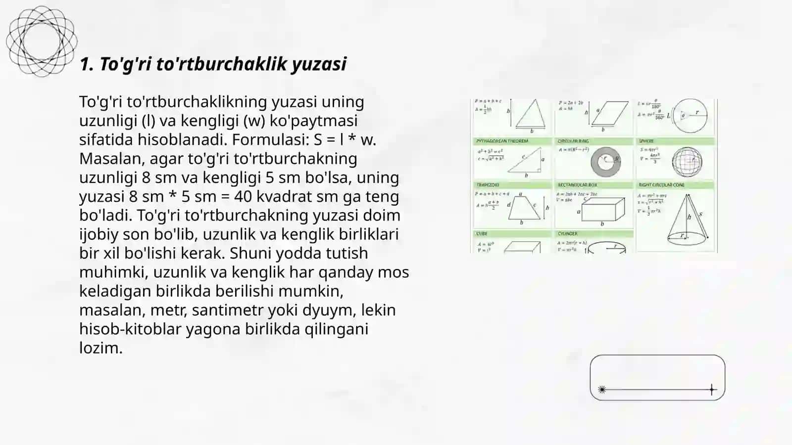 Geometrik shakllarini yuzalari va hajmlari 3