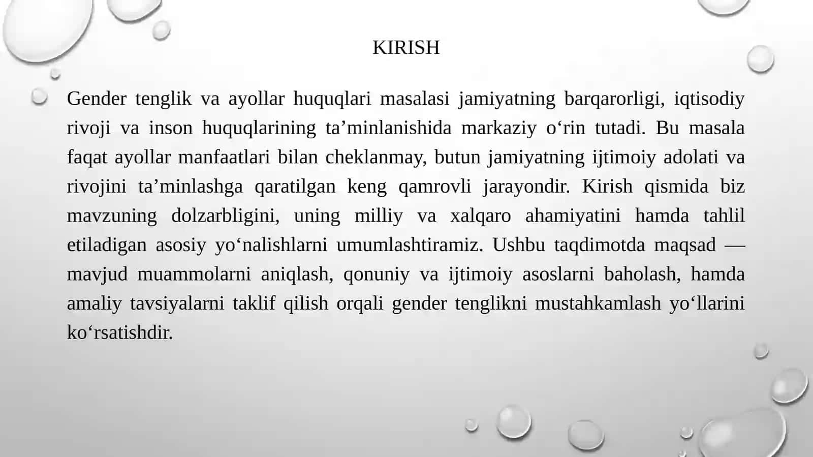 Gender tenglik va ayollar huquqlari masalasi 3