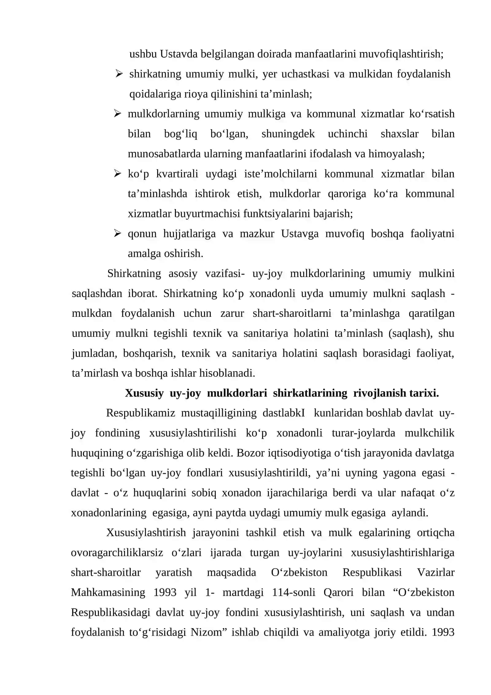 Xususiy uy-joy mulkdorlari shirkatlarining rivojlanish tarixi, maqsad va vazifalari 3