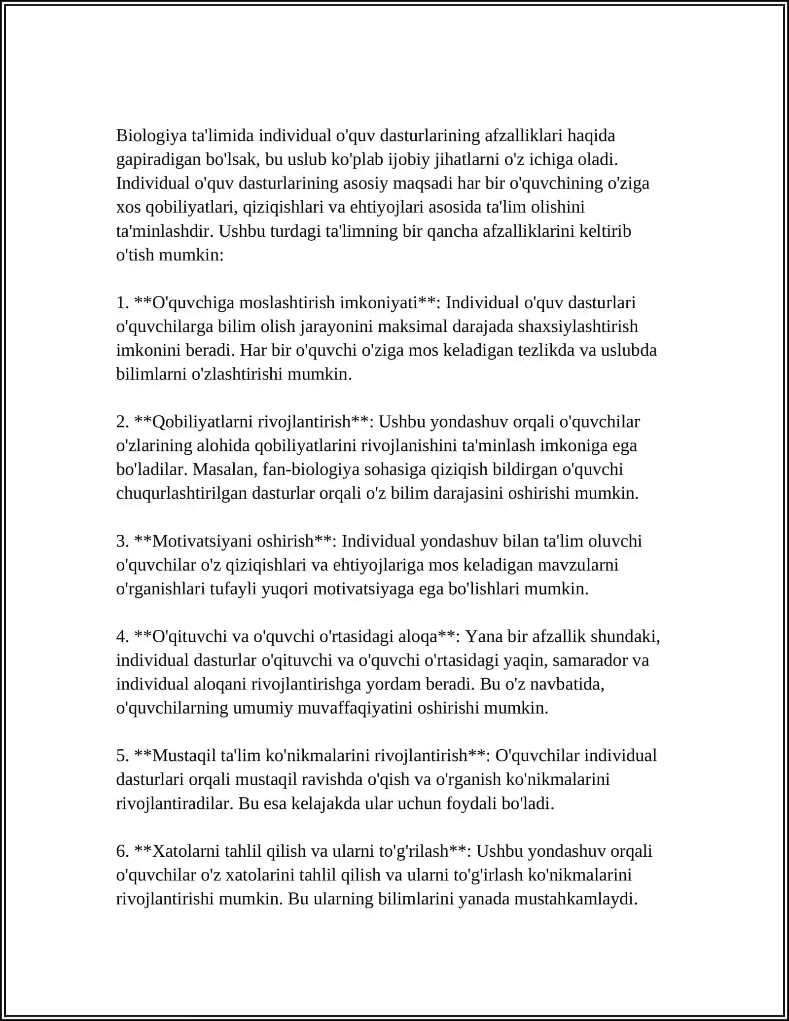 BIOLOGIYA TA'LIM JARAYONIDA INDIVIDUALLASHTIRISH TEXNOLOGIYASIDAN FOYDALANISH VA TA’LIM JARAYONINI LOYIHALASH 3