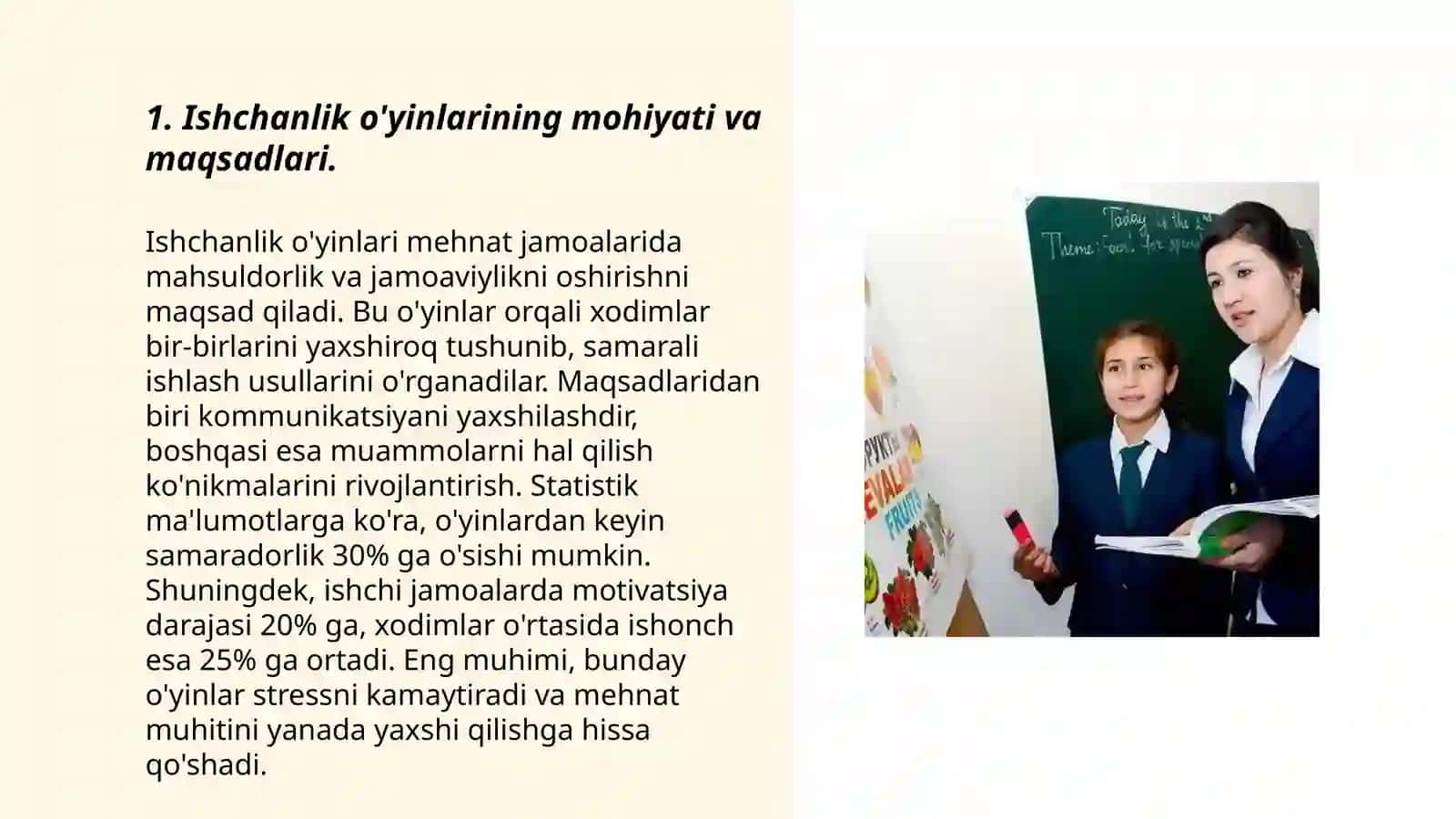 Ishchanlik o'yin, o'quv loyihasi, keys-stadi texnologiyalari "Tarbiya" fanini o'qitishning muhim shakllari 3