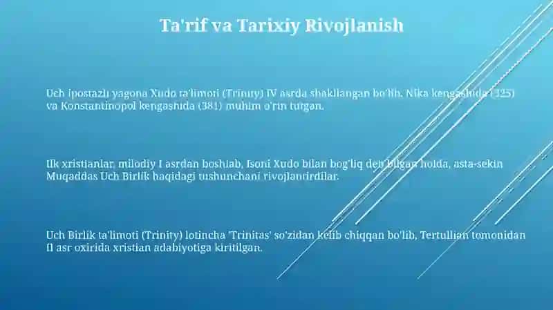 Xristianlik ta'limotida Yakka xudoning uch qiyofasi haqidagi ta'limot 3
