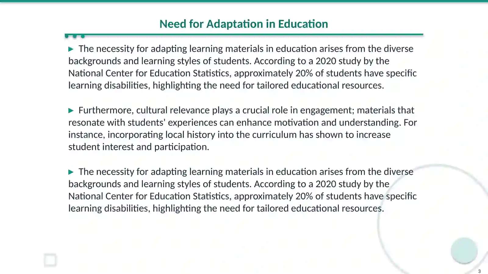 Adapting learning and teaching materials 3