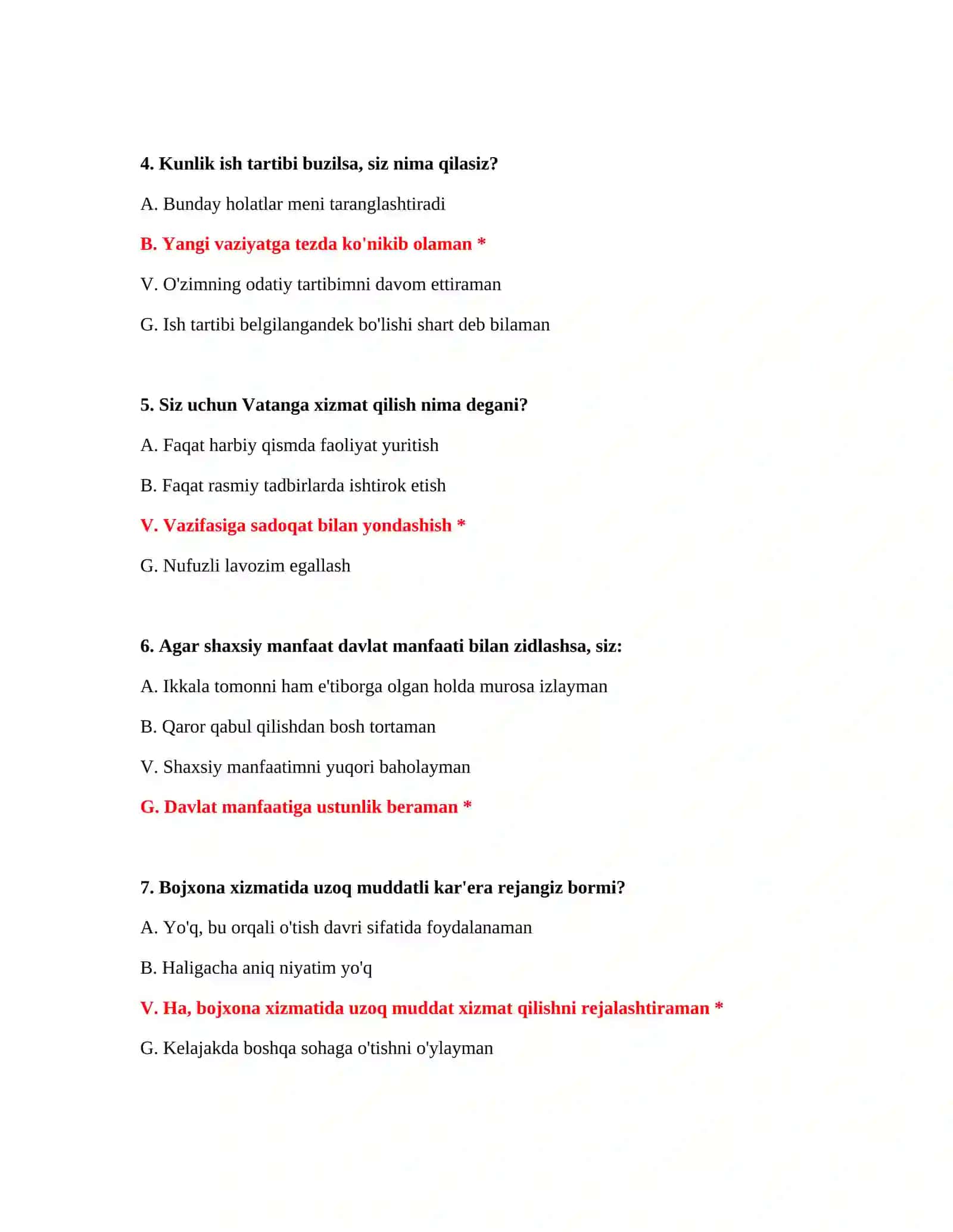 Bojxona organlariga kirish testlari 3