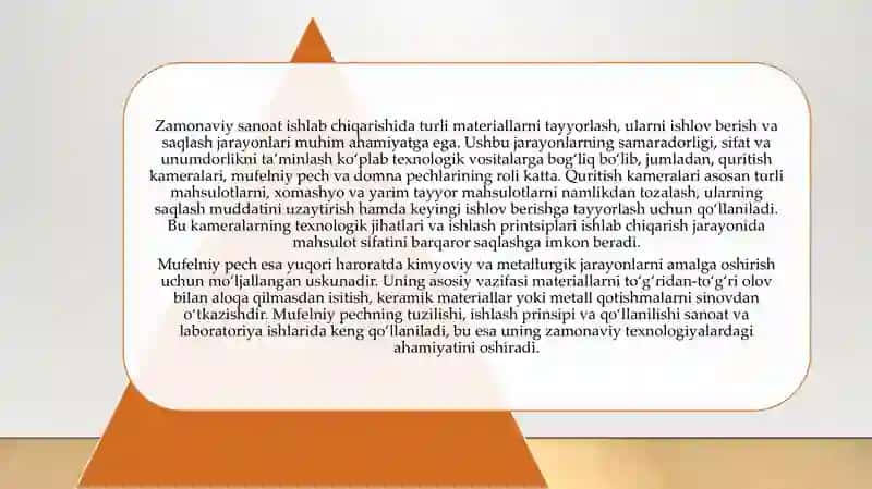 Quritish kameralari. Mufelniy pech. Domna pechi 3