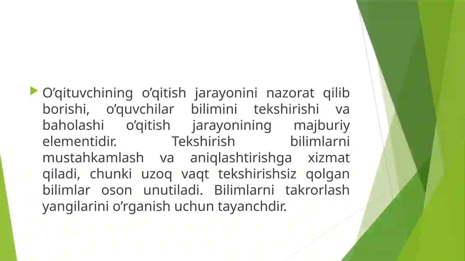 O’quvchilarning o’zlashtirgan bilimlari, bilim natijalarini tekshirish va tashxis qilishning maqsad va vazifalari 3
