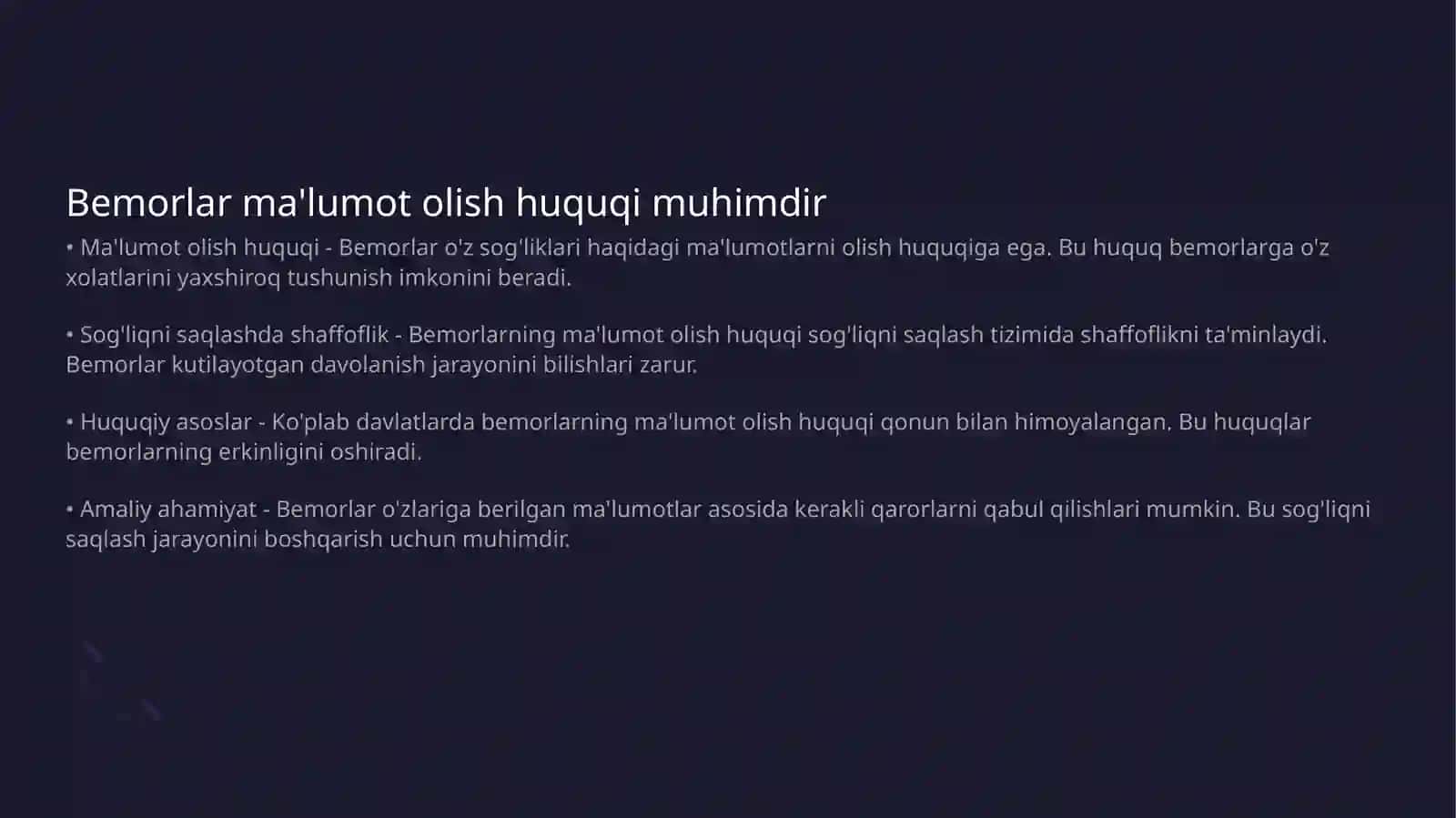 Bemorlarning maʼlumot olish masalasining etik huquqiy jihatlari 3