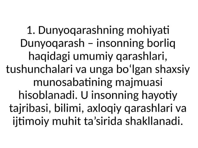 Dunyoqarashning Mohiyati, Tuzilishi va Asosiy Funksiyalari 3