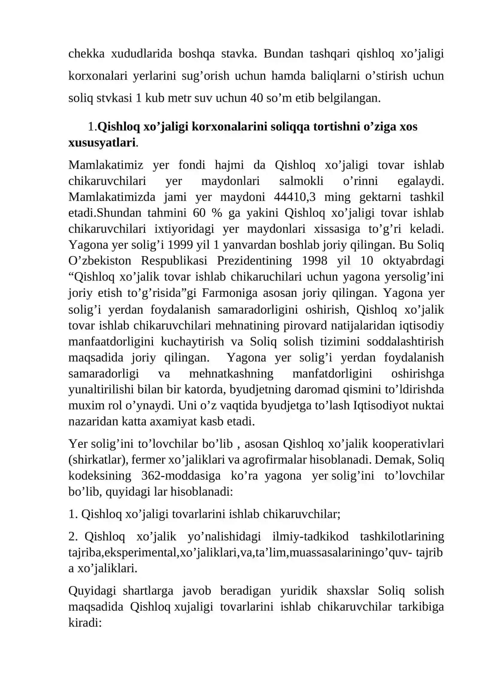 Qishloq xo’jaligi korxonalarida soliq hisobini tashkil etish 3