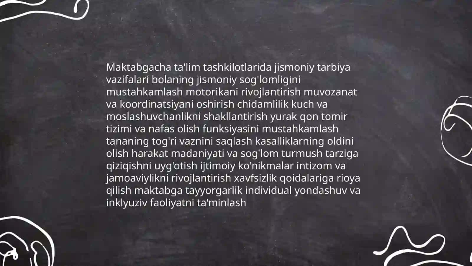 O'zbekiston Maktabgacha Ta'lim tashkiotlarida jismoniy tarbiya vazifalari va vositalari tadbiq etish 3
