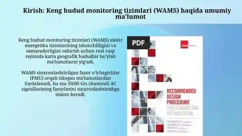 WAMS tizmlarida Wide area monitoring system PQ nazorati 3