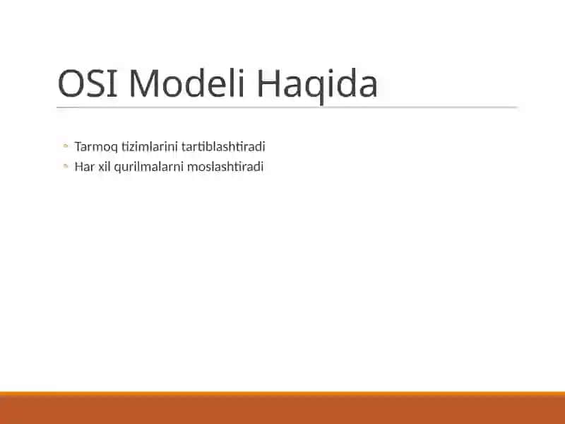 OSI modeli va Tarmoq Normalari 3