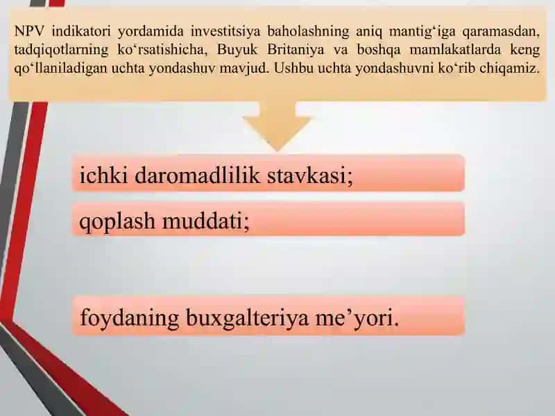 INVESTITSIYALARNI BAHOLASH USULLARI 3
