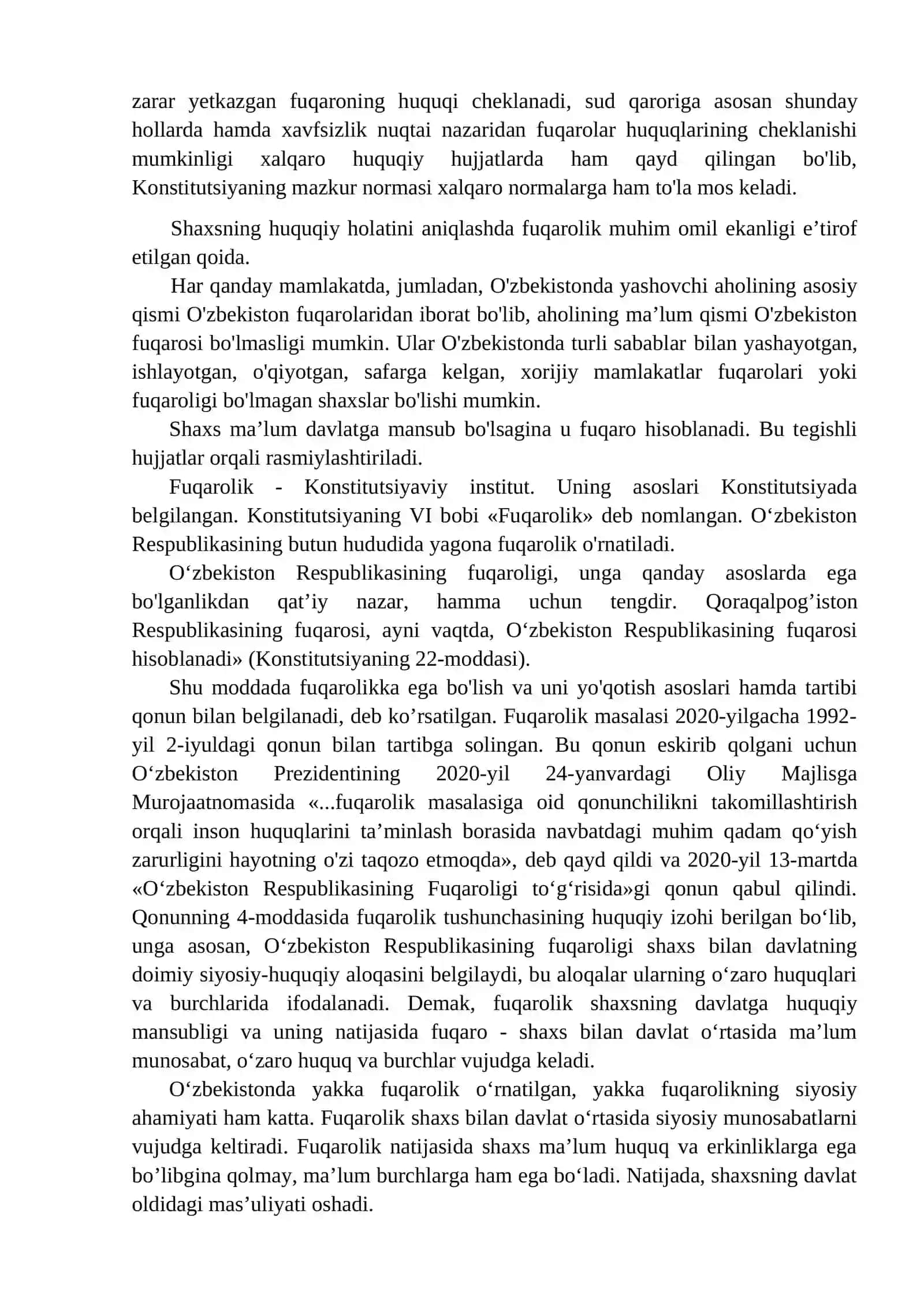 O'zbekiston Respublikasi Konstitutsiyasida Insonning Shaxsiy va Siyosiy Huquqlari 3