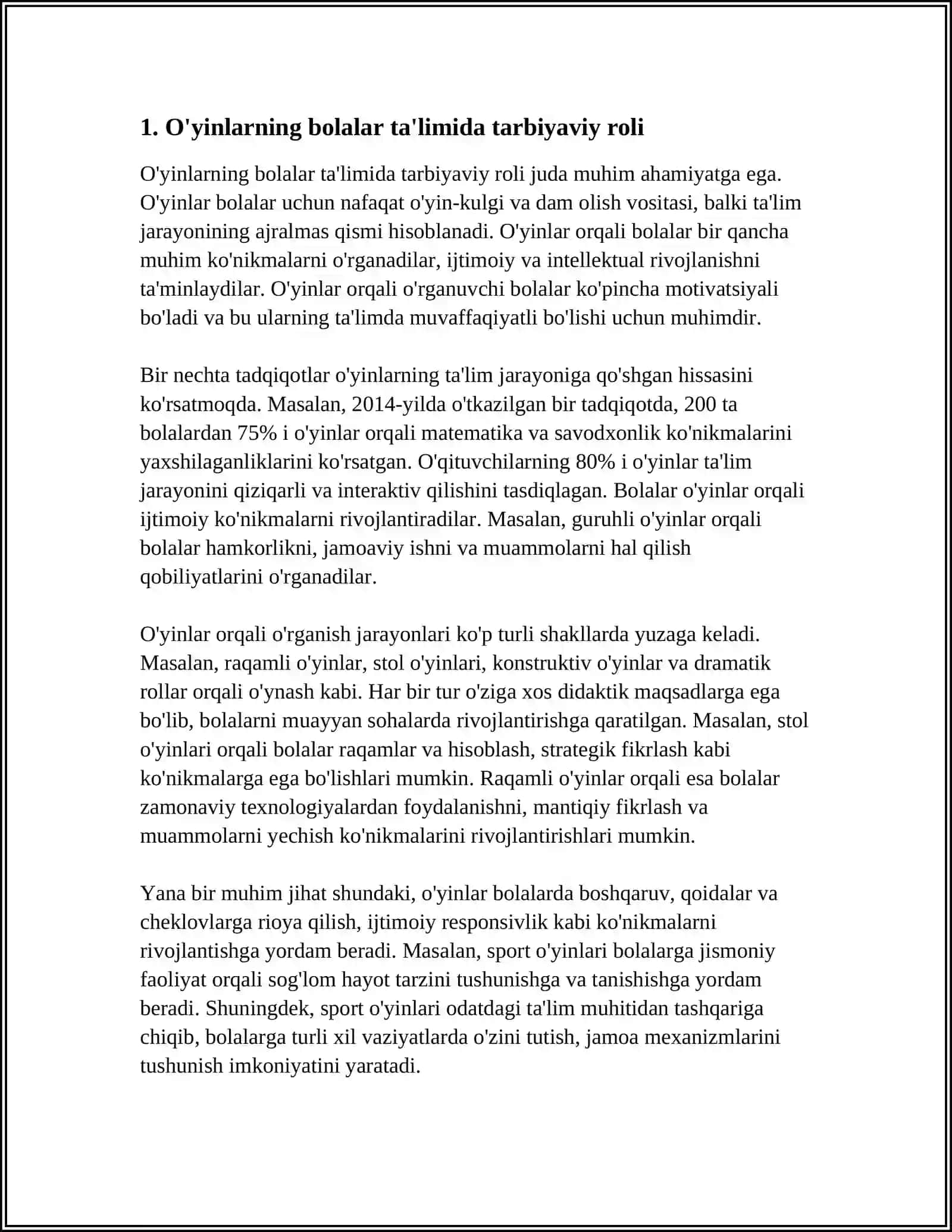 OʻYINLARNING BOLALAR TA'LIM TARBIYASIDAGI PSIXOLOGIK VA PSIXOLINGVISTIK OMILLARI 3