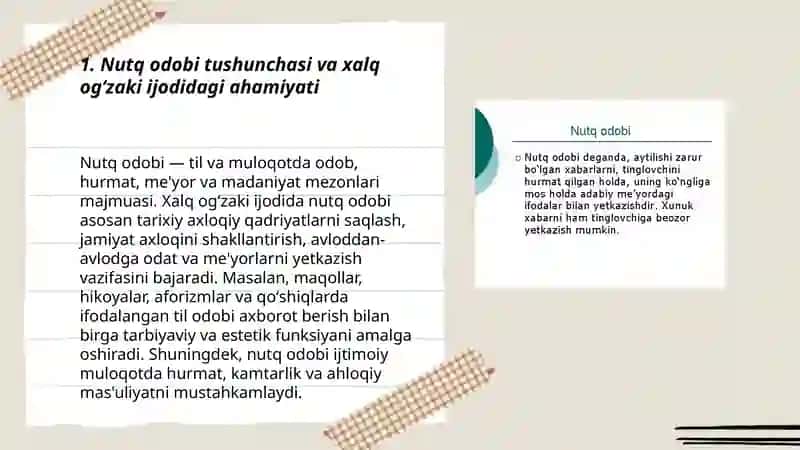 Nutq odobi tushunchasi va xalq ogʻzaki ijodidagi ahamiyati 3