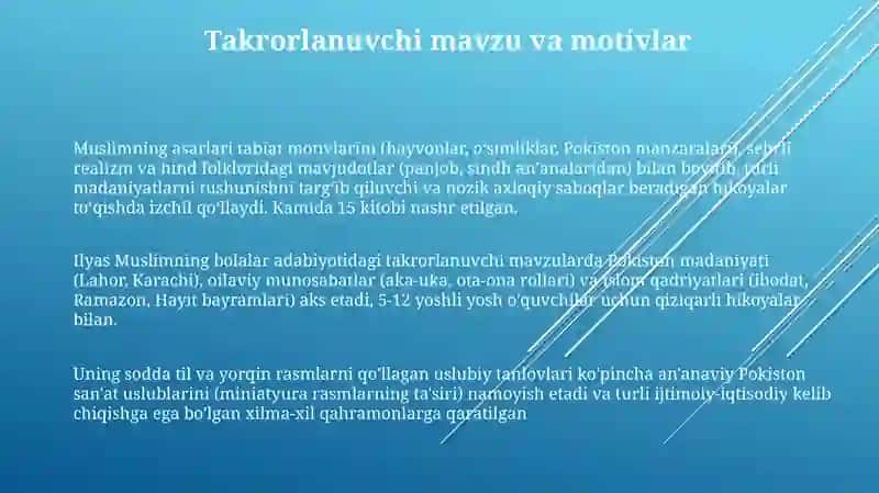 Bolalar adabiyotida Ilyos Muslimni hayoti va ijodi 3
