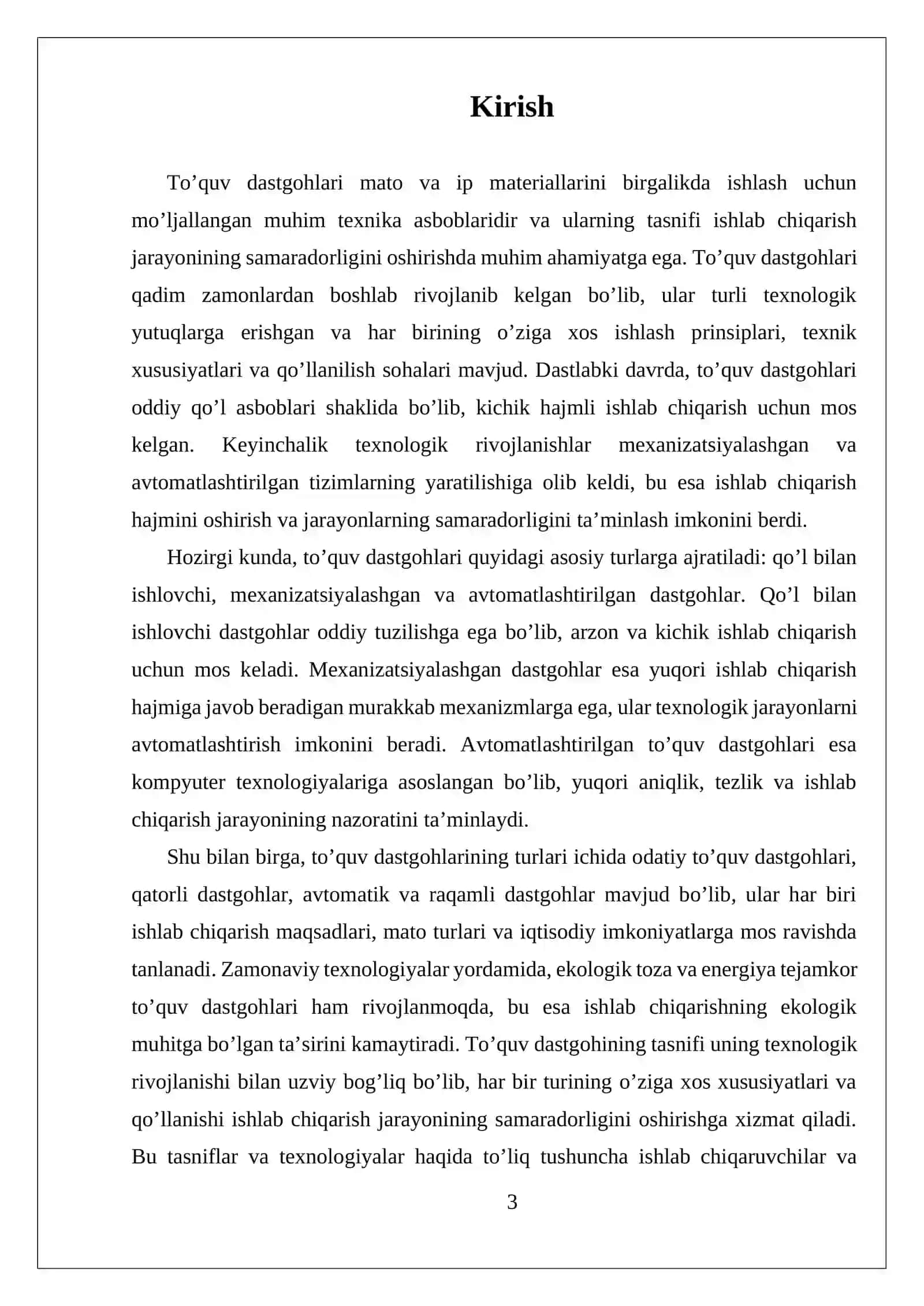 MUSTAQIL ISH TOʼQUV DASTGOHINING TASNIFI 3