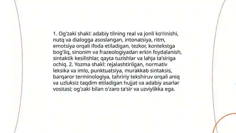 Adabiy tilning oğzaki va yozma shakllari 3