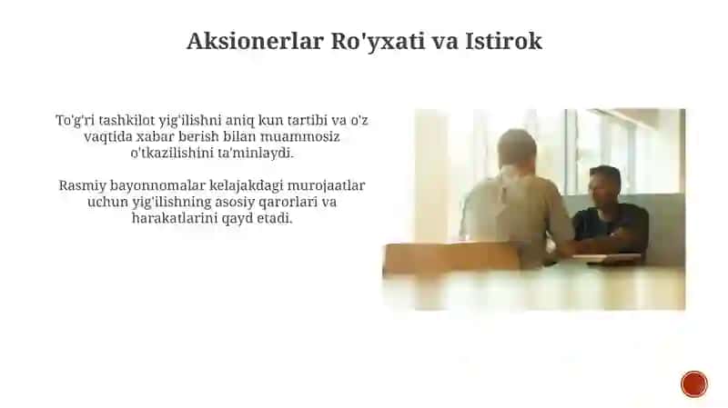 Aksionerlar Umumiy Yig'ilishini Tashkil Etish 3