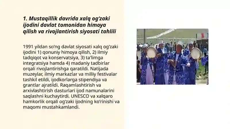 Mustaqillik sharofatida xalq ogʻzaki ijodining davlat maqomiga erishuvini oʻrganish 3