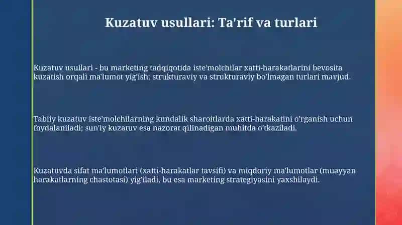 Marketing tadqiqotlarida kuzatuv usullari 3