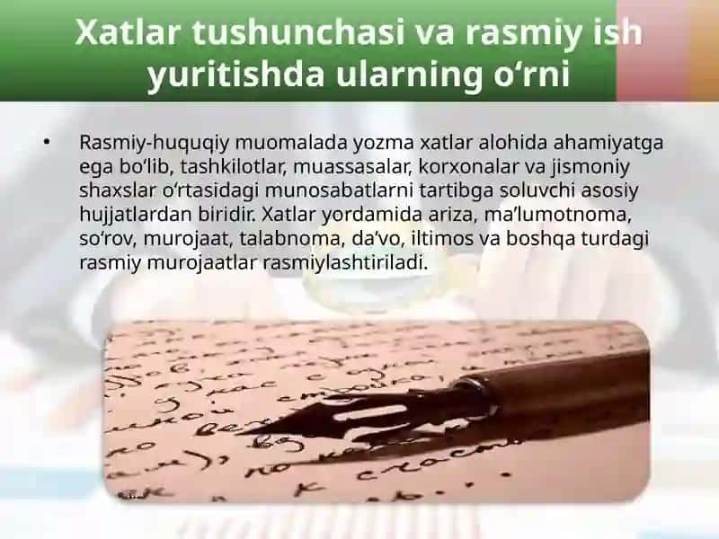 Da'vo xati, iltimos xati, so'rov xatining ozilish tartibi 3