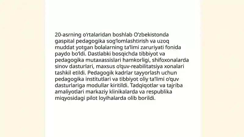 Oʻzbekistonda gaspital pedagogika fanining rivojlanish tarixi 3
