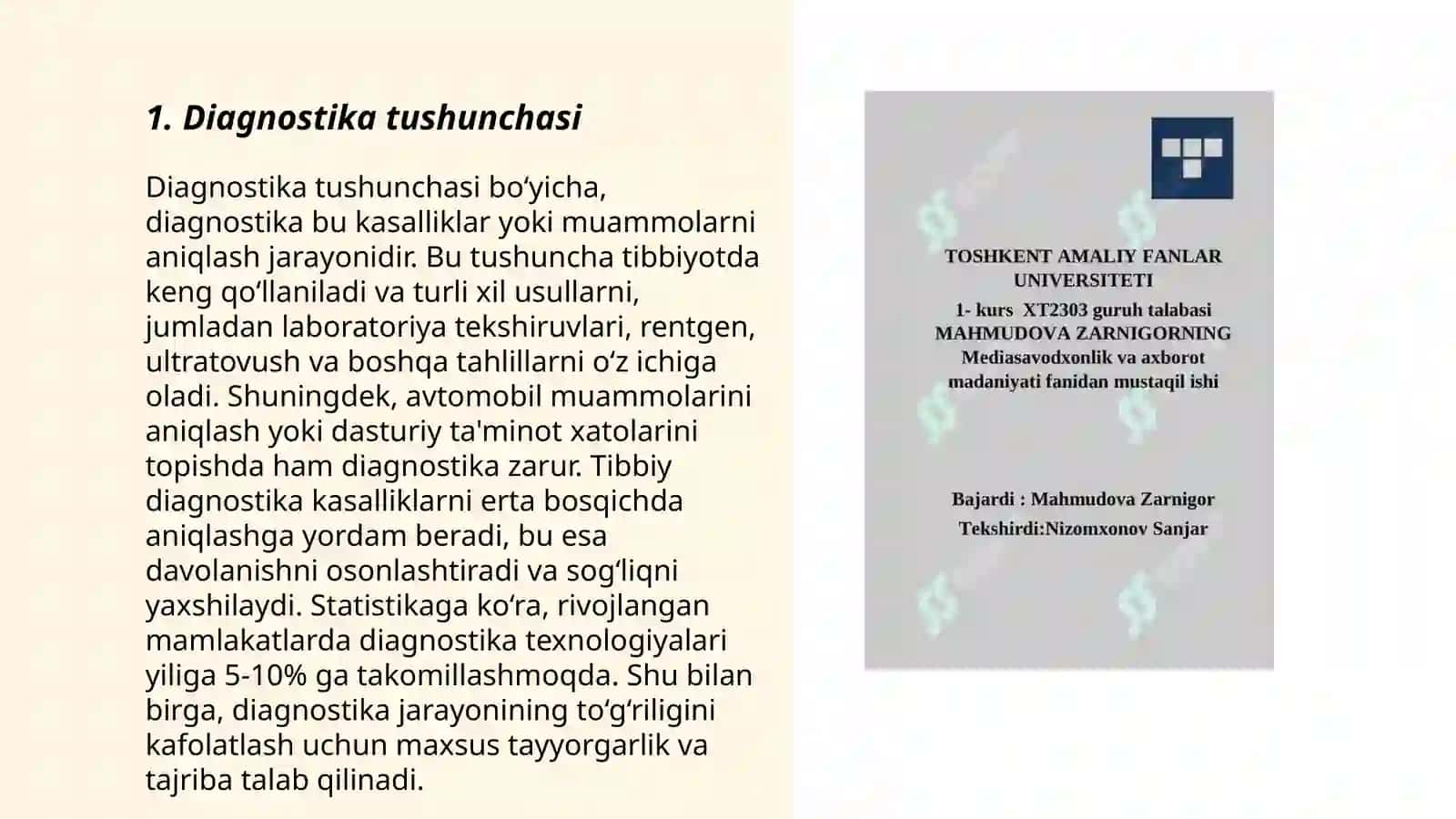 Pedagogik diagnostikaning tushunchasining mohiyati atamalar roʻyxati tuzish orqali yoritish 3