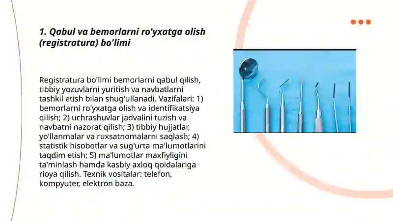 Davolash-profilaktika stomatologiya muassasalarining asosiy tarkibiy bo'linmalar 3