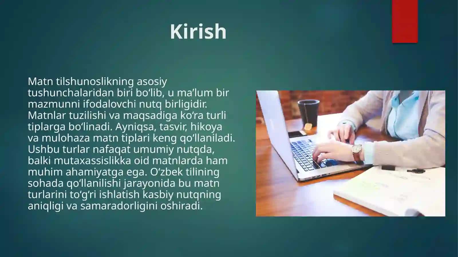 Matn tiplari tasvir, hikoya, mulohaza (mutaxassislikka oid matnlar misolida) 3