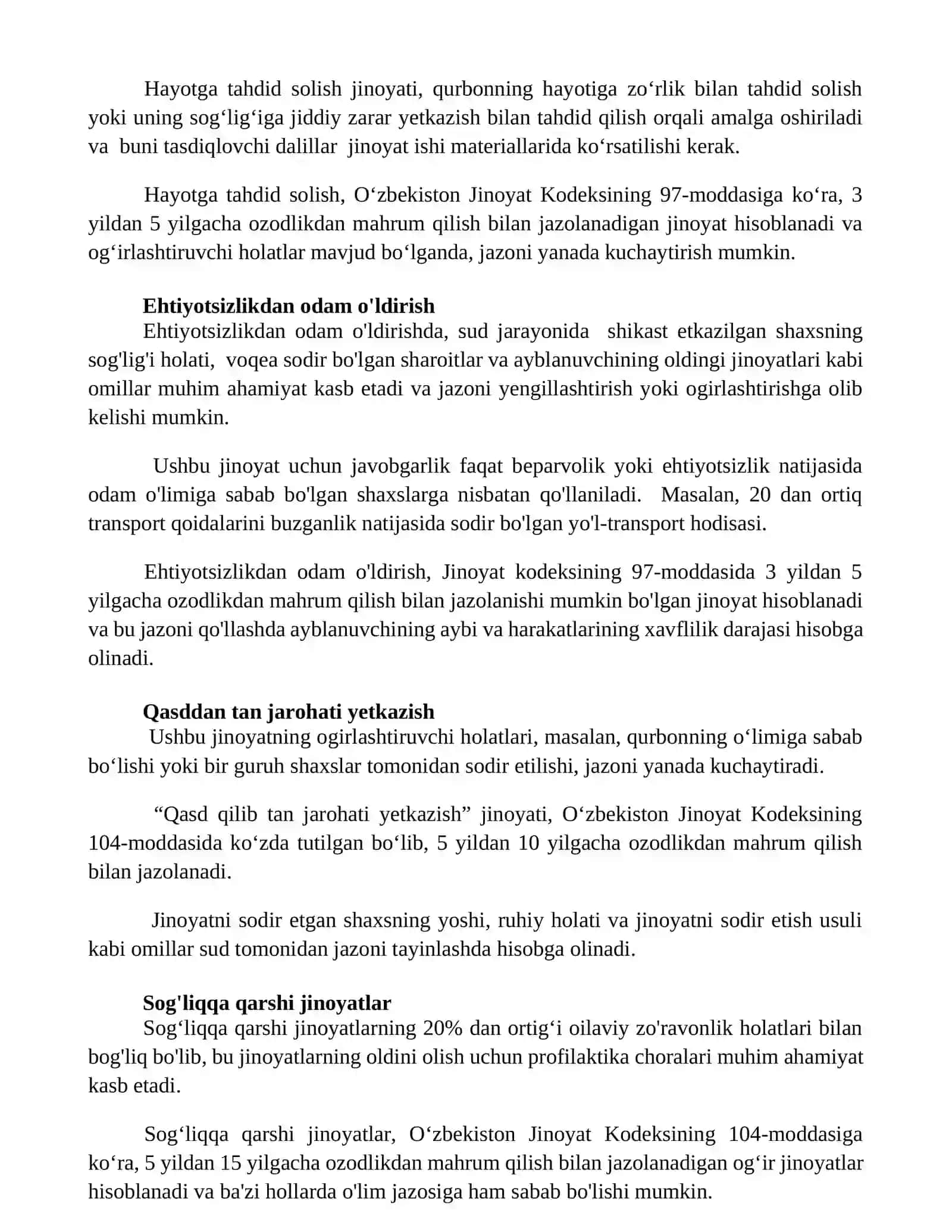 Xayotga qarshi jinoyatlarning umumiy tavsifi 3