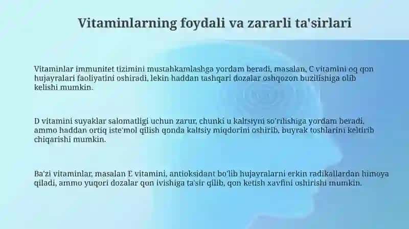 Vitaminlarning zarari va foydasi haqida 3