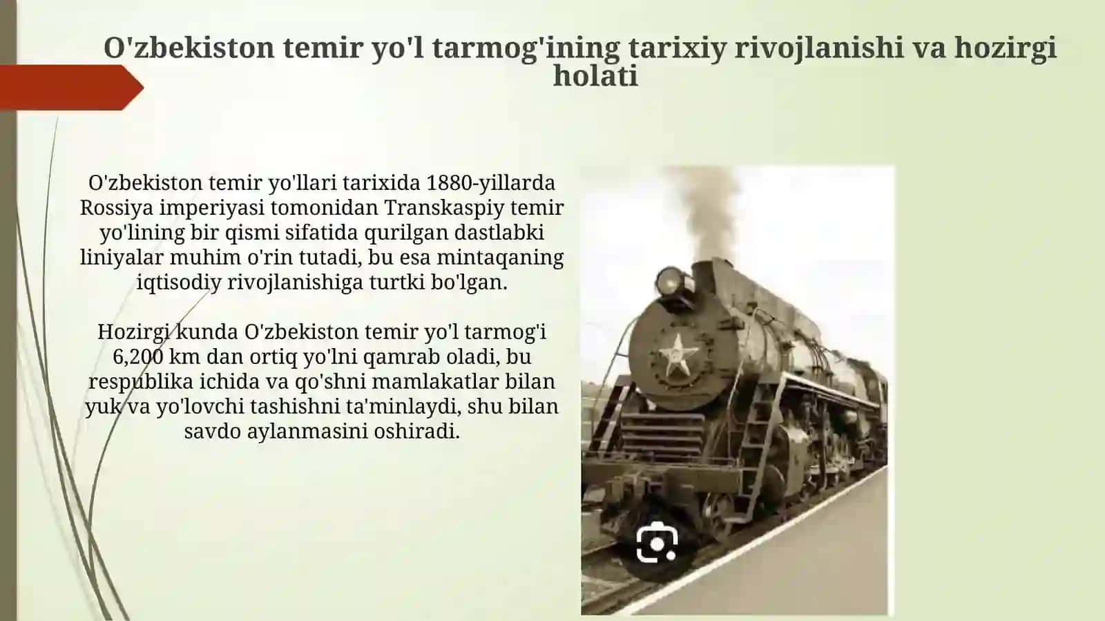 Oʻzbekiston Respublikasi temir yoʻllari tarmogʻi rivojlanishi istiqbollari 3