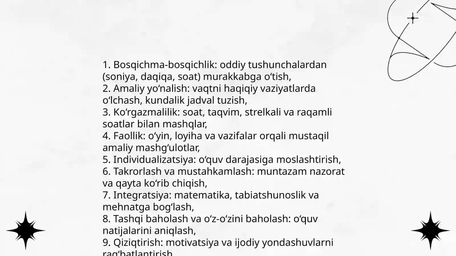 Vaqt oʻlchov birliklarini oʻrgatish metodikasi 3
