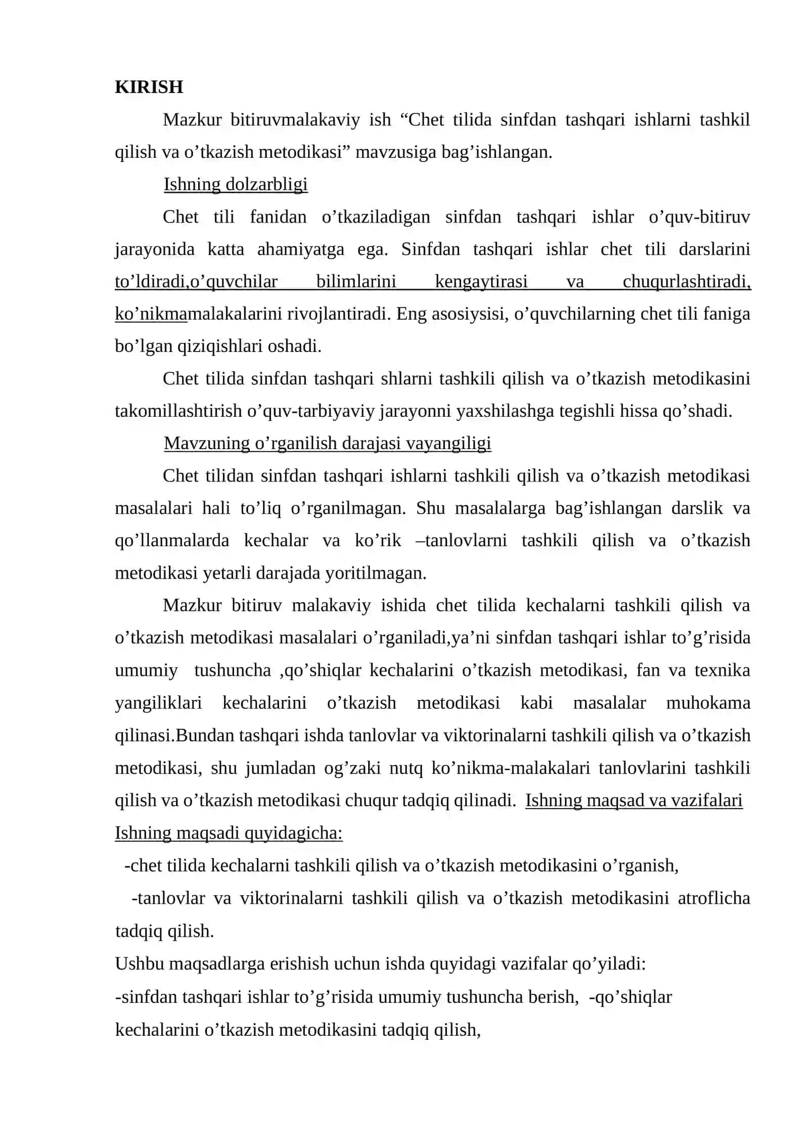 Chet tilida sinfdan tashqari ishlarni tashkil qilish va o’tkazish metodikasi 3