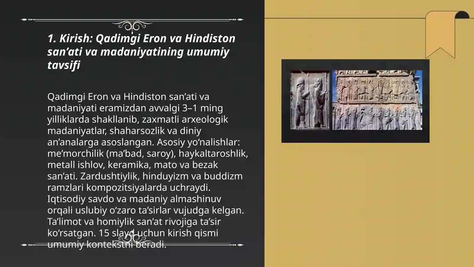 Qadimgi Eron, Hindiston san’ati va madaniyati 3