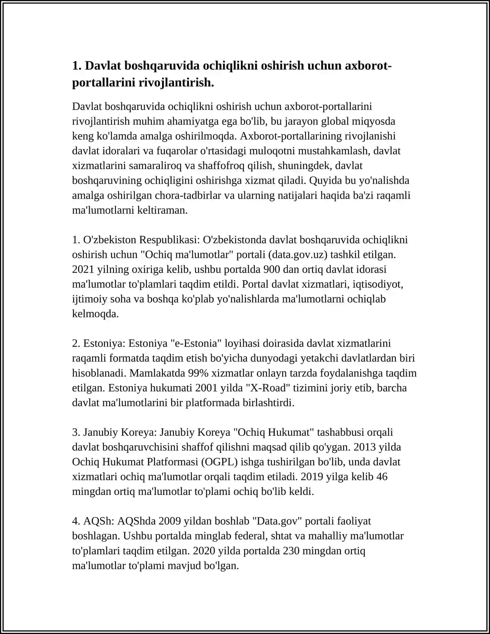 DAVLAT BOSHQARUVI TIZIMIDA OCHIQLIK VA SHAFFOFLIKNI OSHIRISHGA QARATILGAN CHORA-TADBIRLAR 3