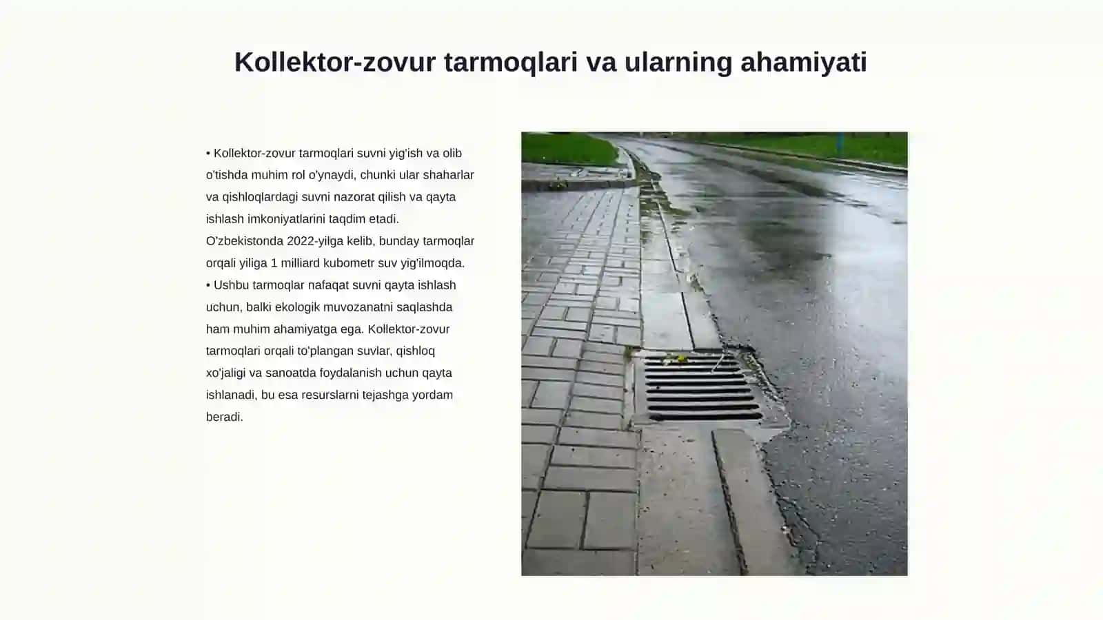 Kollektor-zovur tarmoqlari suvlari monitoringi: Zovur suvlarini qayta ishlatish imkoniyatlari 3