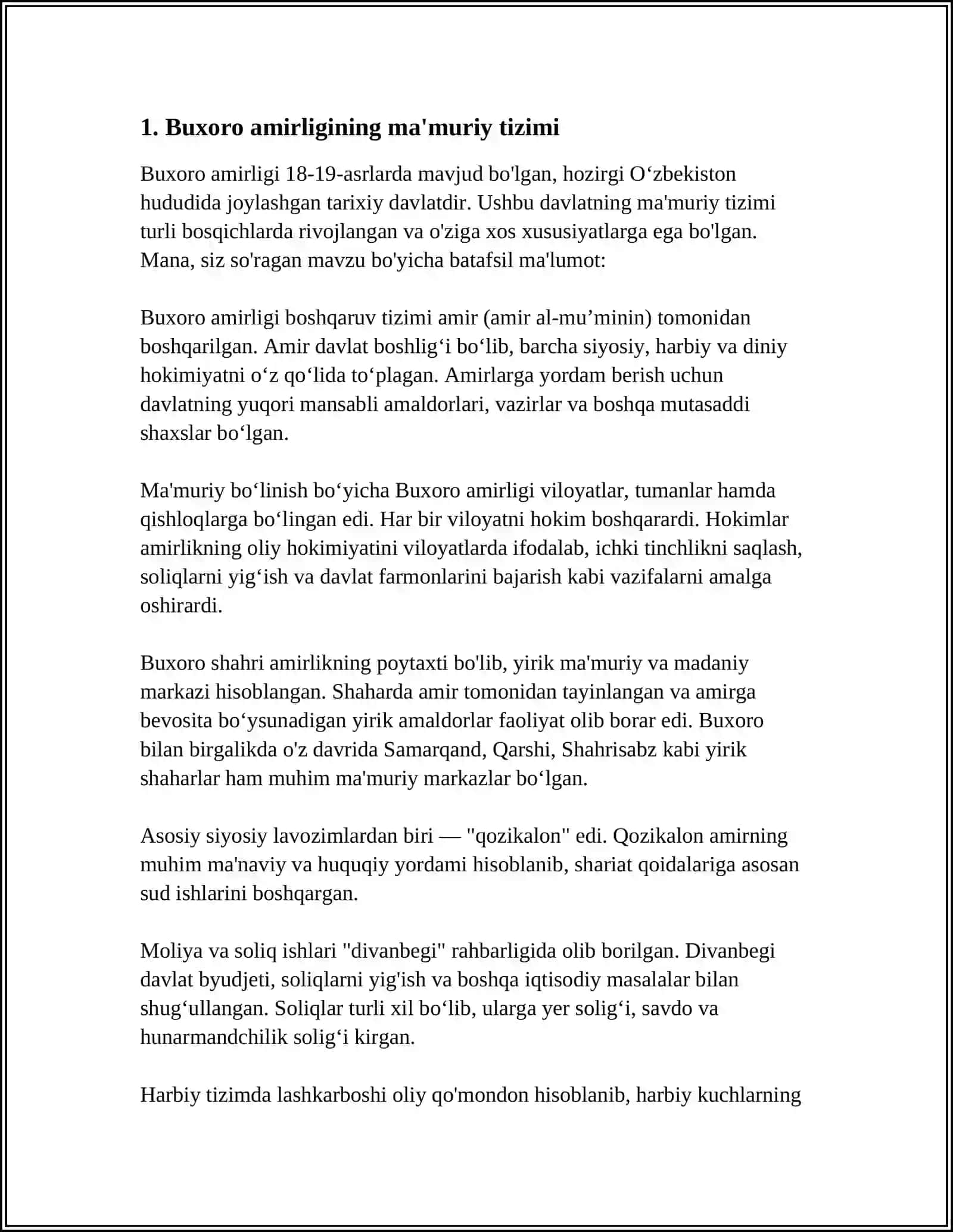 BUXORO AMIRLIGINING MAʼMURIY BOʻLINISHI VA MAHALLIY BOSHQARUV 3